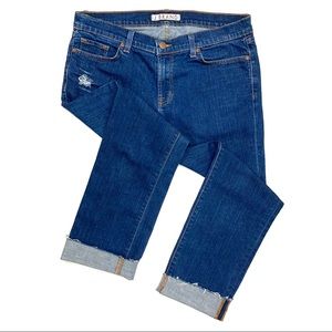 J Brand Cigarette Leg Jeans Cropped Cuffed Raw Hem